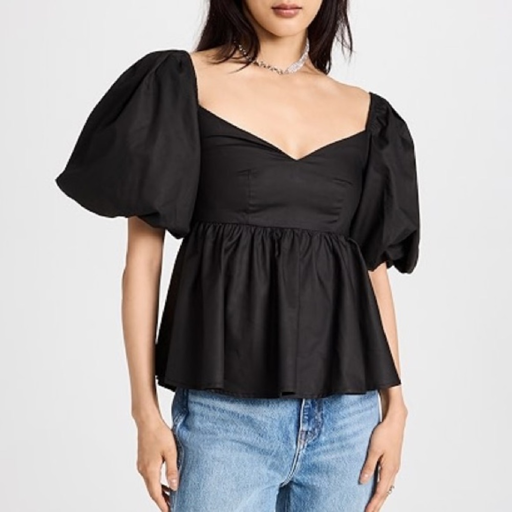 OPT Vanessa Black Peplum Top